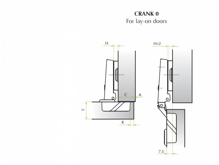 Cerniera standard per ante di grosso spessore